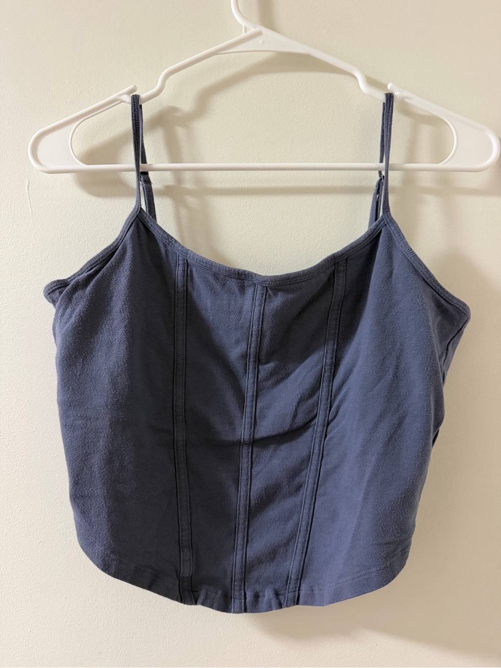 Hollister Crop Cami Womens Large Navy Excellent Seam Detail Spaghetti Strap
